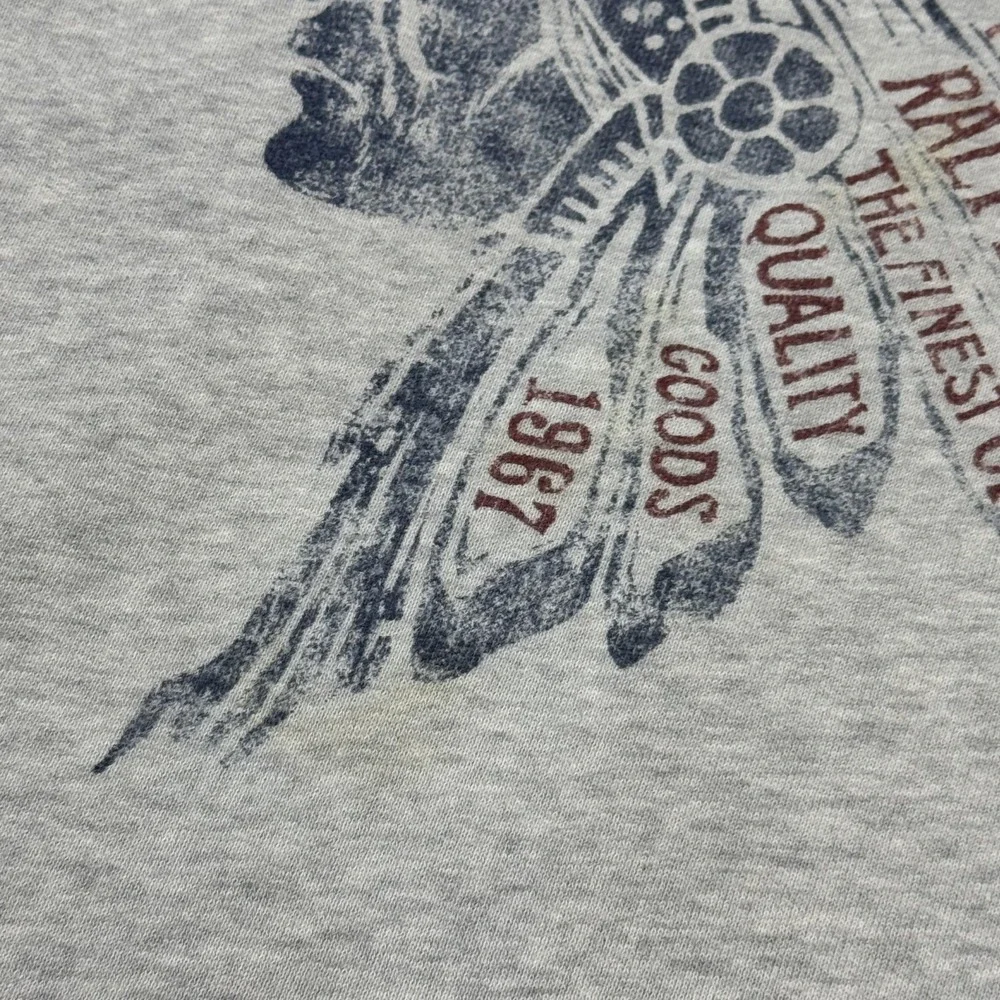 Denim & Supply Ralph Lauren Indian Head Chief Crew Neck Sweatshirt Mens XL Gray - Picture 6 of 12
